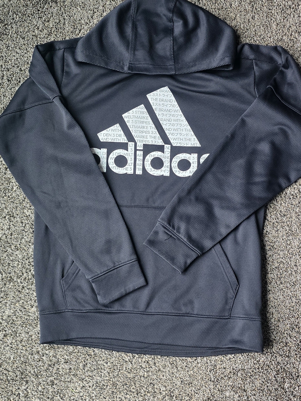 adidas Men's Black Hoodie with White Logo